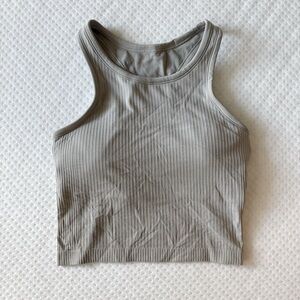 Lululemon Women’s Ebb to Street Cropped Racerback Tank Top in Raw Linen Size 6